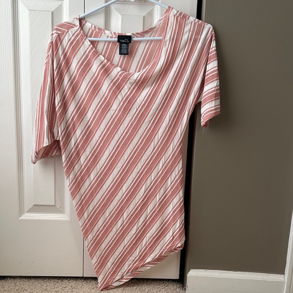 Rue21 pink & white Striped Top